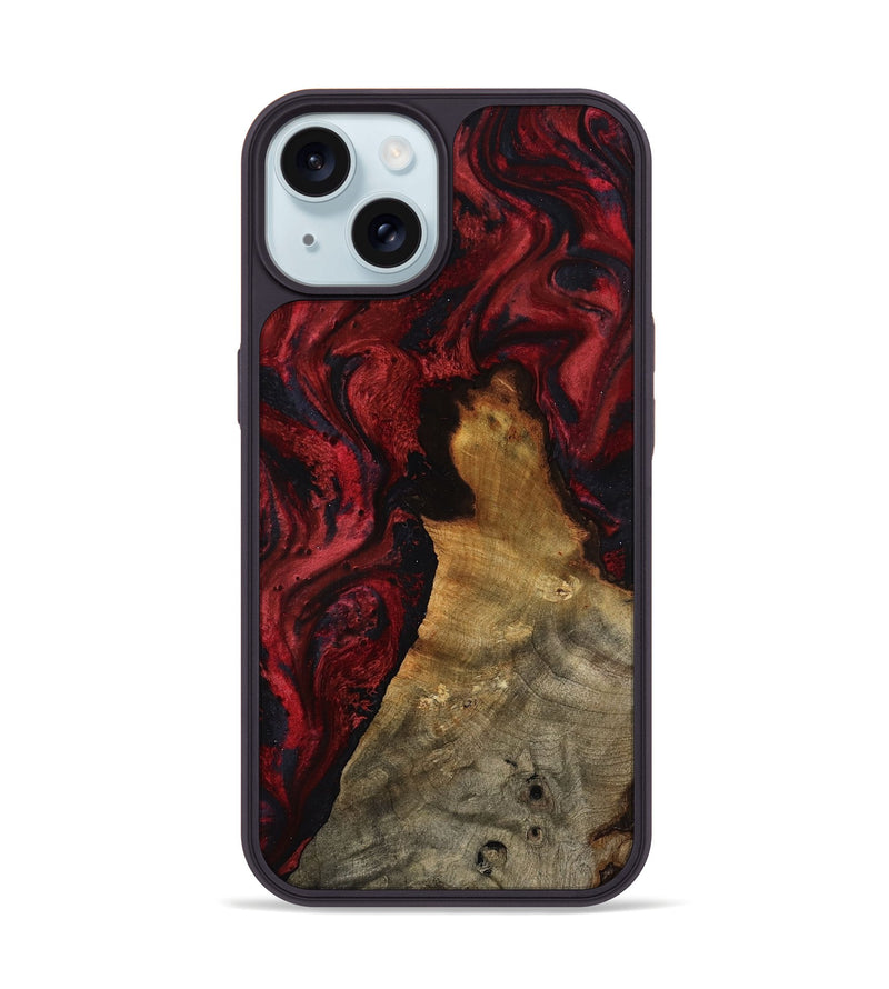 iPhone 15 Wood Phone Case - Alessia (Red, 800009)