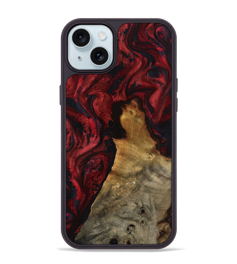 iPhone 15 Plus Wood Phone Case - Alessia (Red, 800009)