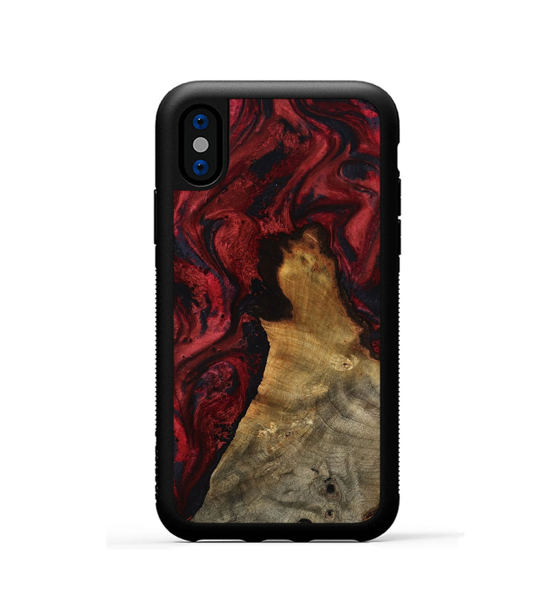 iPhone Xs Wood Phone Case - Alessia (Red, 800009)