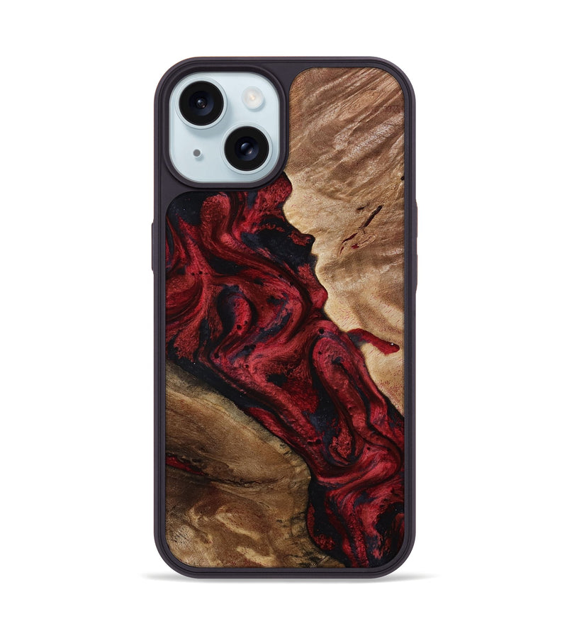 iPhone 15 Wood Phone Case - Dortha (Red, 800010)
