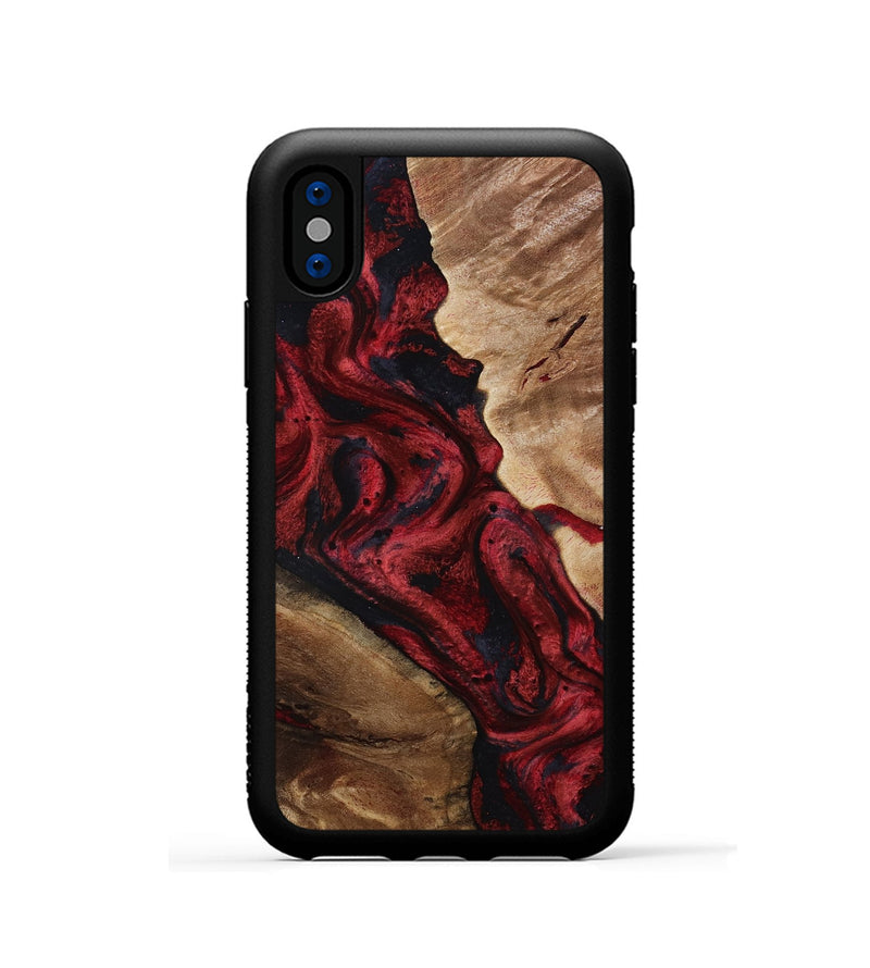 iPhone Xs Wood Phone Case - Dortha (Red, 800010)
