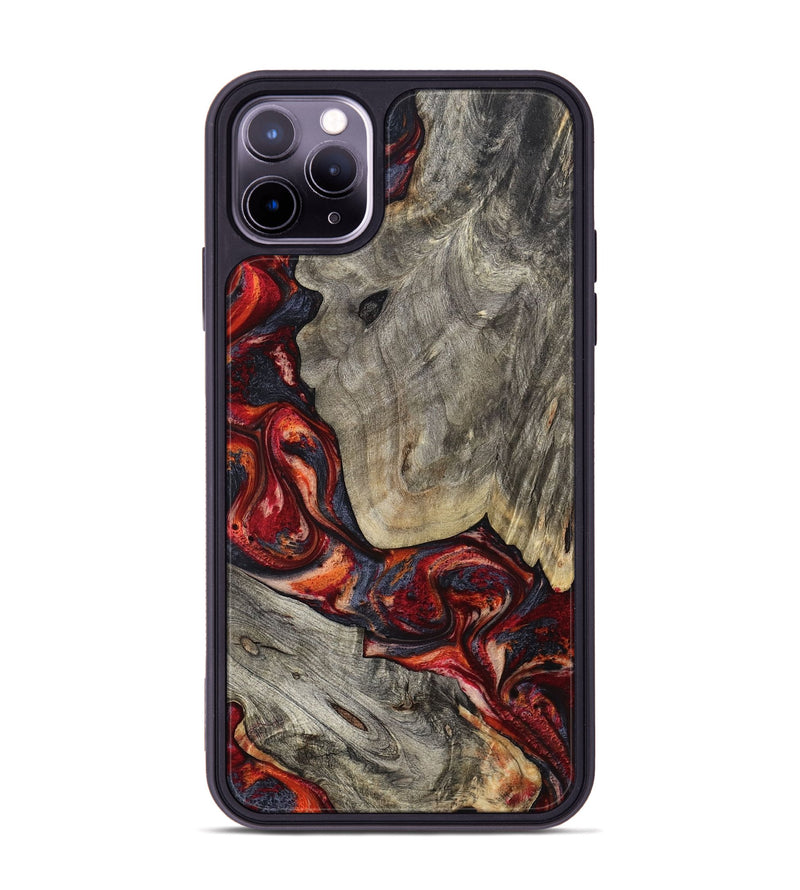 iPhone 11 Pro Max Wood Phone Case - Leatha (Red, 800015)