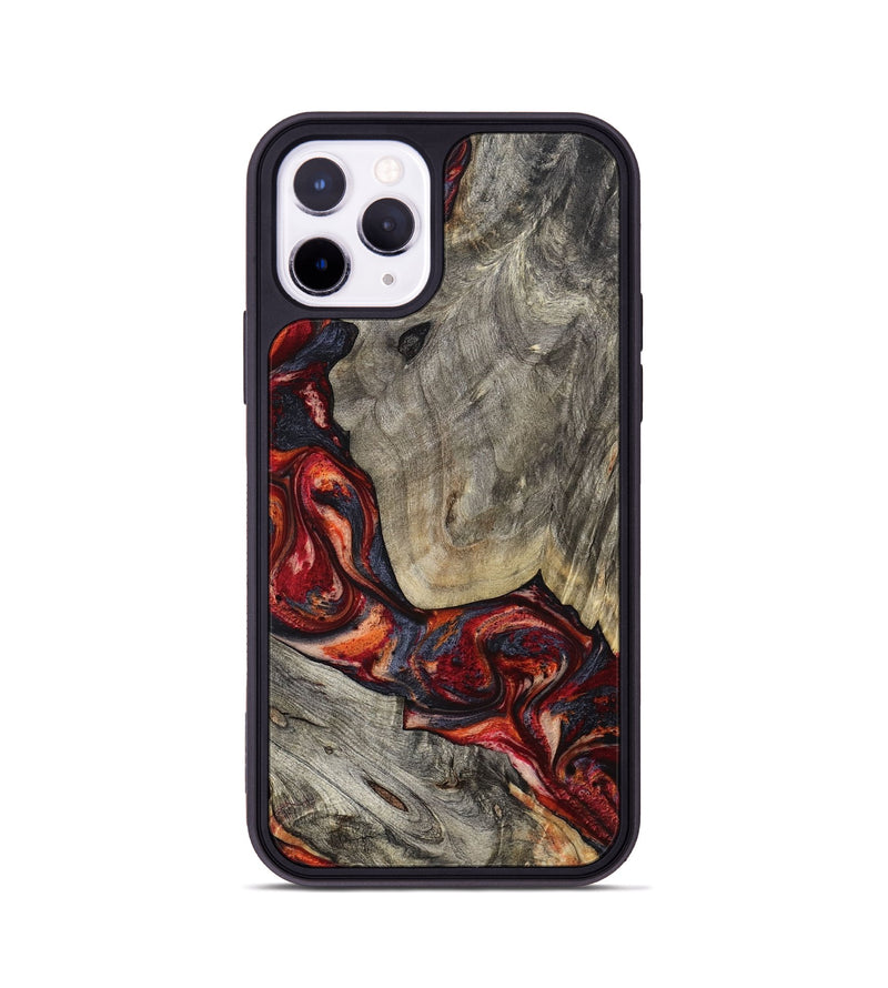 iPhone 11 Pro Wood Phone Case - Leatha (Red, 800015)
