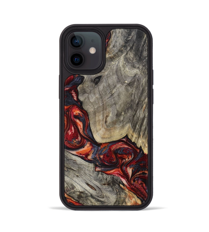 iPhone 12 Wood Phone Case - Leatha (Red, 800015)