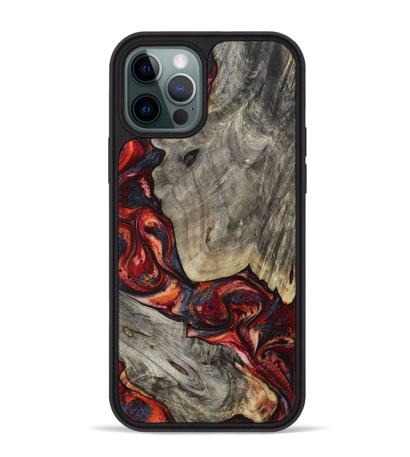 iPhone 12 Pro Max Wood Phone Case - Leatha (Red, 800015)