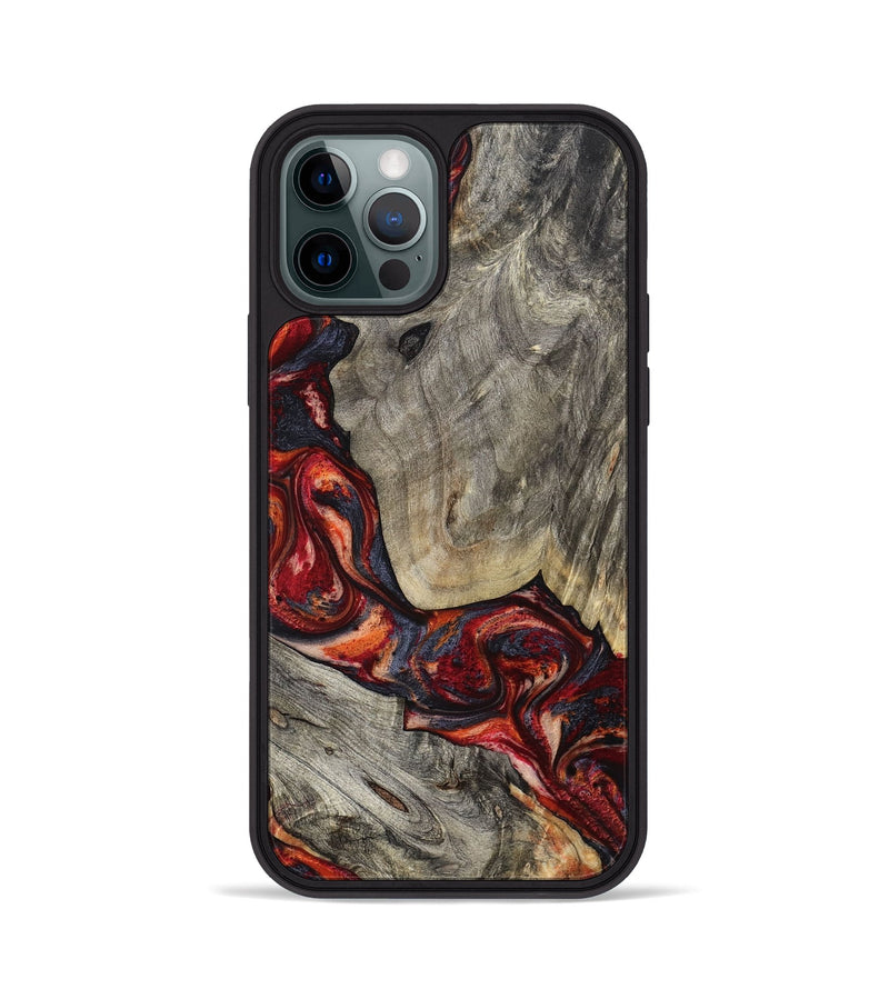 iPhone 12 Pro Wood Phone Case - Leatha (Red, 800015)