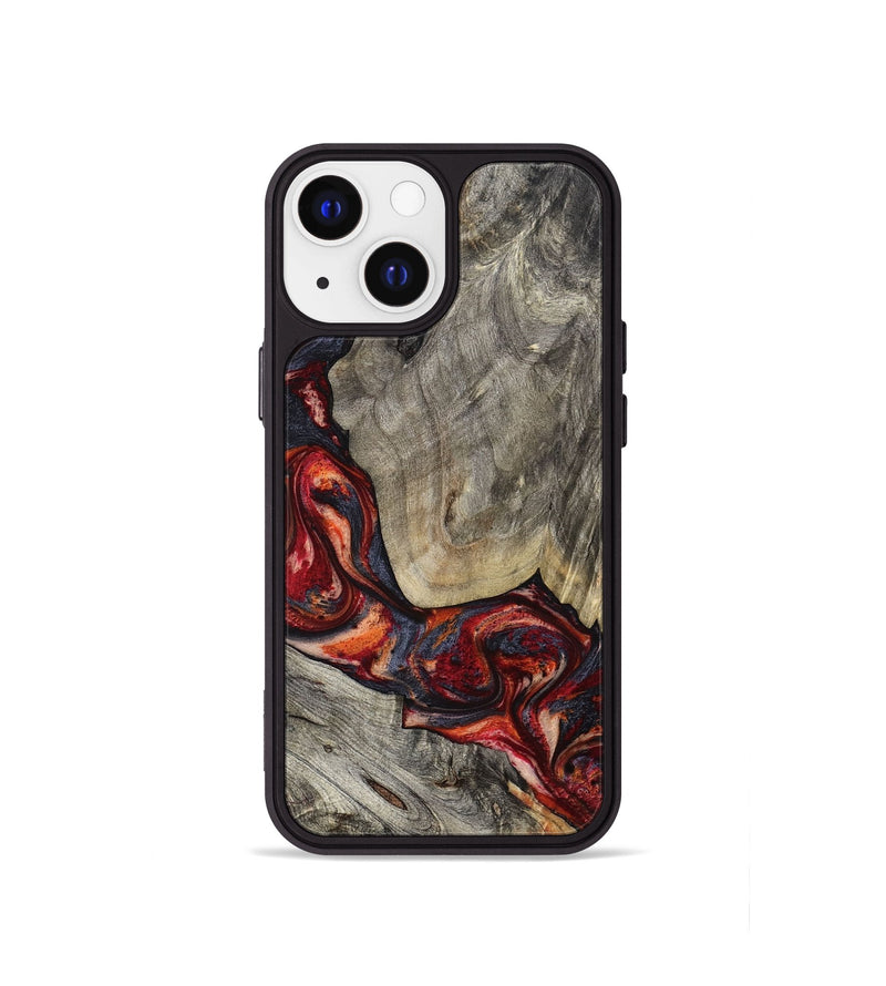 iPhone 13 mini Wood Phone Case - Leatha (Red, 800015)