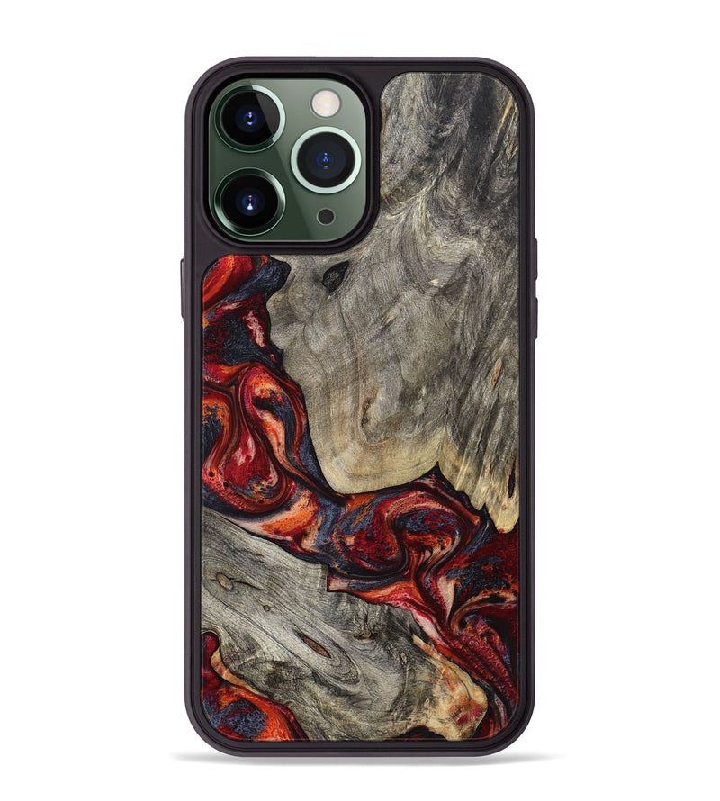 iPhone 13 Pro Max Wood Phone Case - Leatha (Red, 800015)