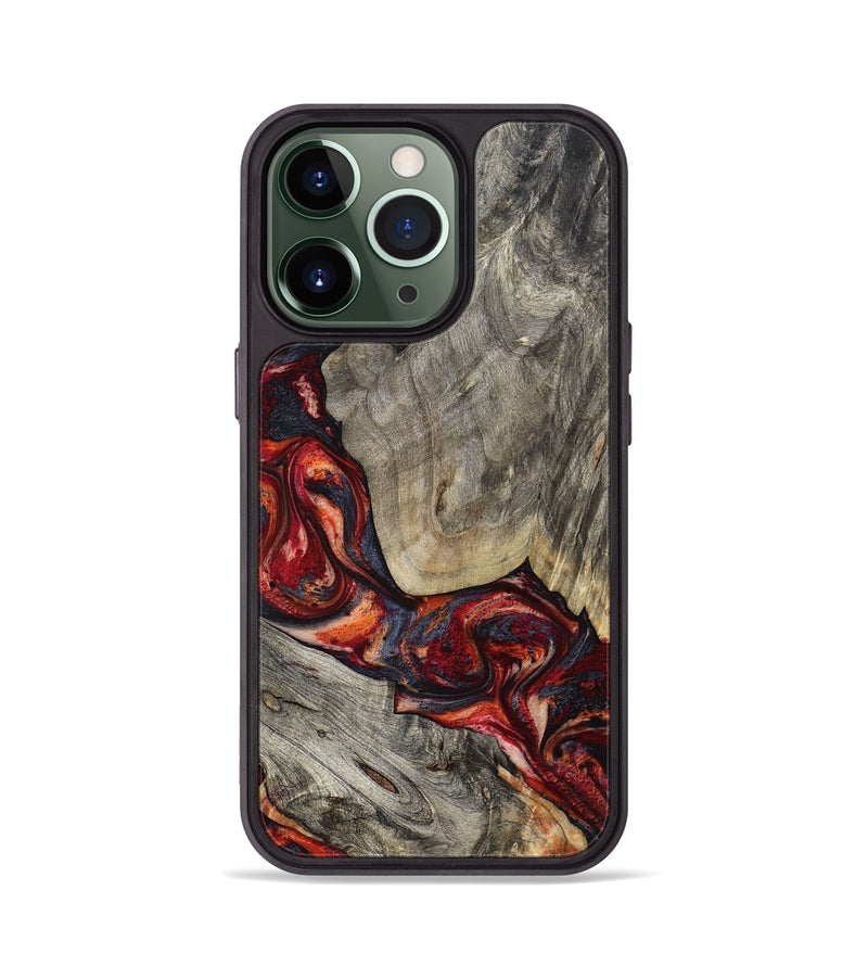 iPhone 13 Pro Wood Phone Case - Leatha (Red, 800015)