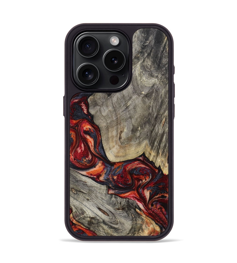iPhone 15 Pro Wood Phone Case - Leatha (Red, 800015)
