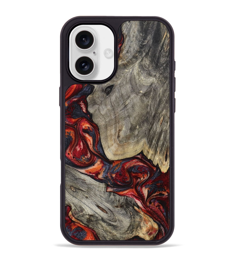 iPhone 16 Plus Wood Phone Case - Leatha (Red, 800015)