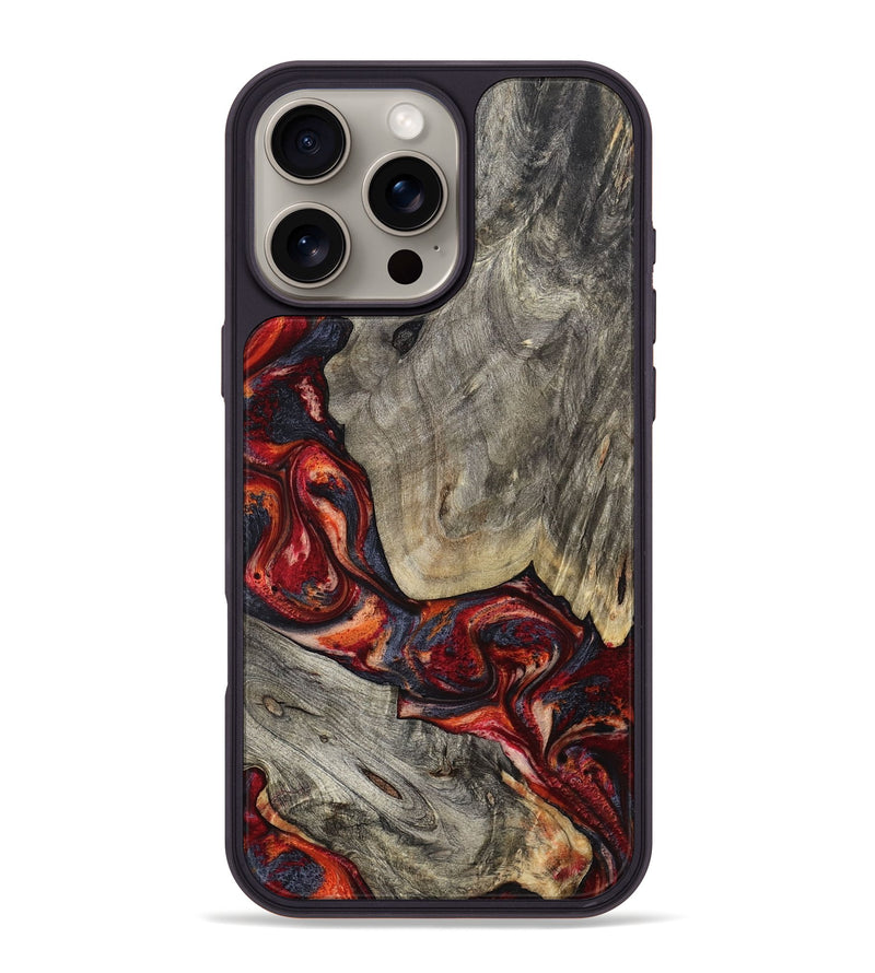 iPhone 16 Pro Max Wood Phone Case - Leatha (Red, 800015)
