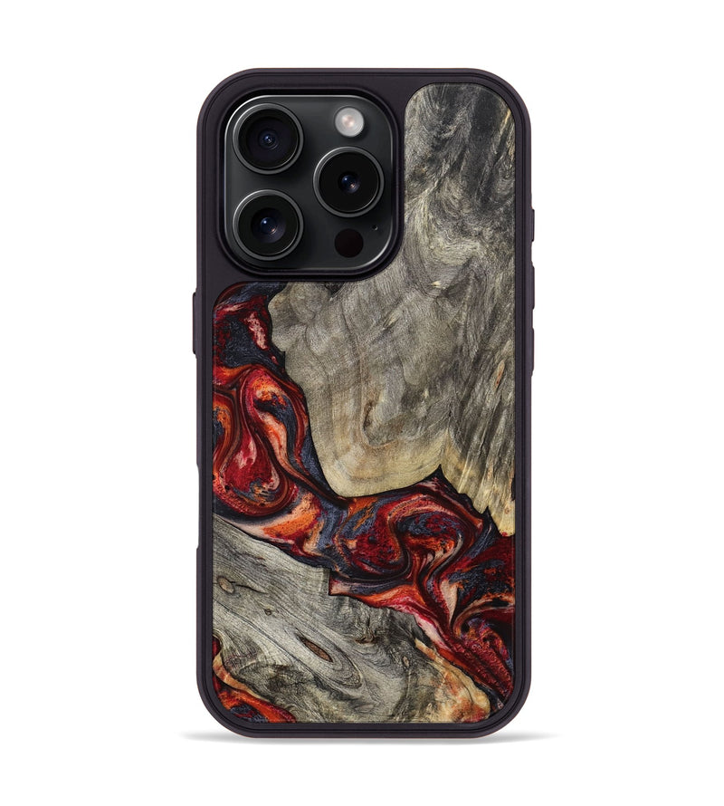 iPhone 16 Pro Wood Phone Case - Leatha (Red, 800015)