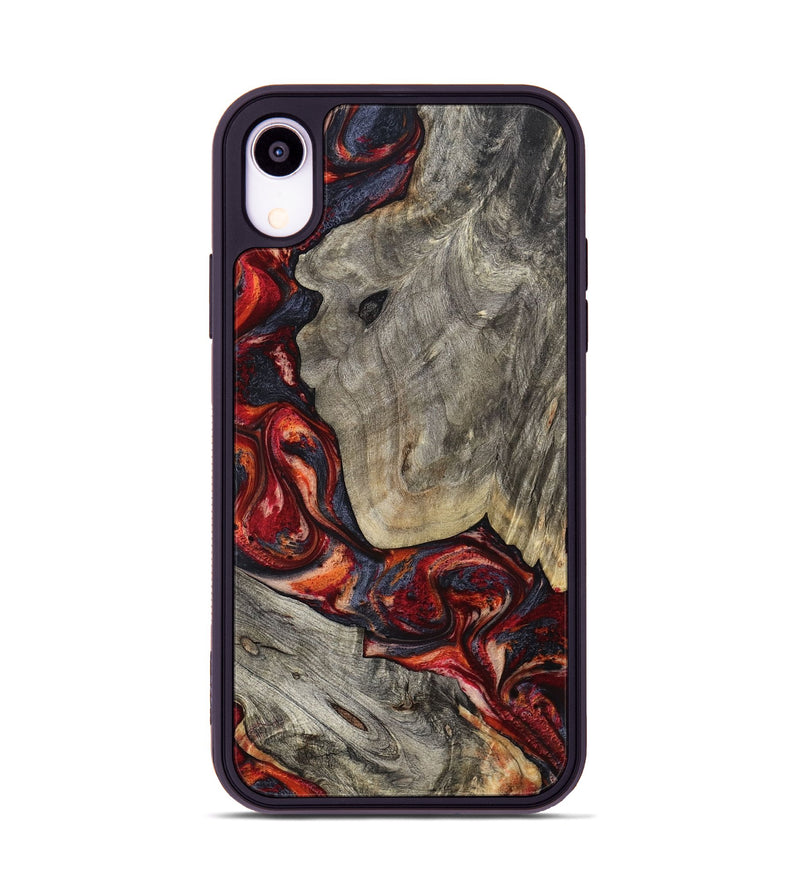iPhone Xr Wood Phone Case - Leatha (Red, 800015)
