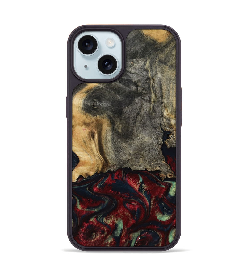 iPhone 15 Wood Phone Case - Willa (Red, 800018)