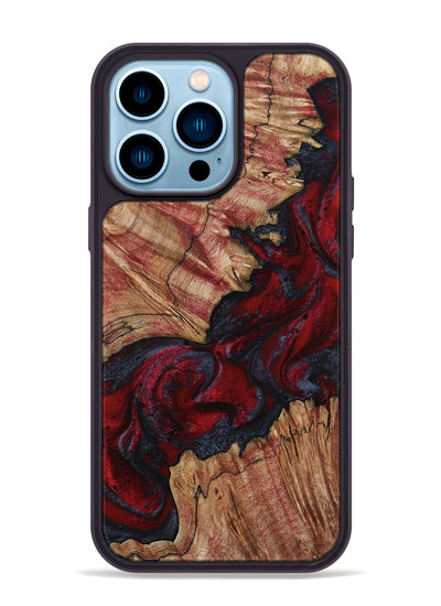 iPhone 14 Pro Max Wood Phone Case - Roxanna (Red, 800020)