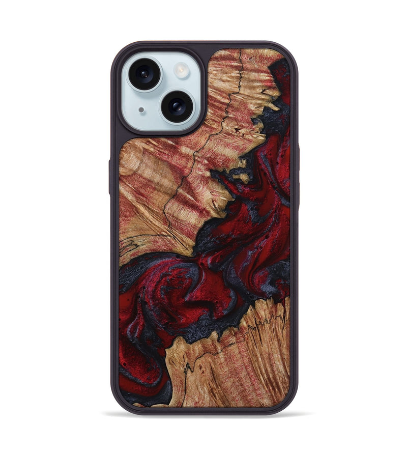 iPhone 15 Wood Phone Case - Roxanna (Red, 800020)