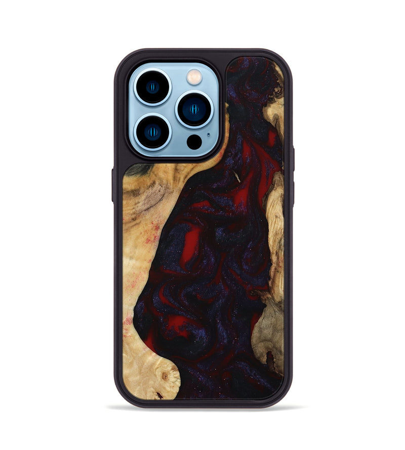 iPhone 14 Pro Wood Phone Case - Evelyn (Red, 800022)