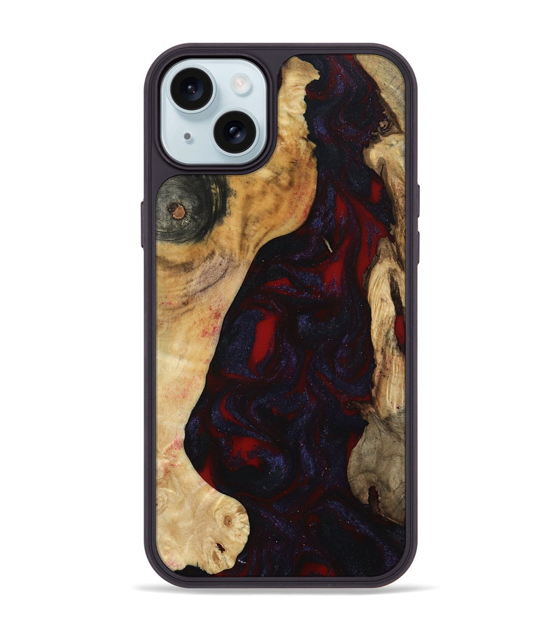 iPhone 15 Plus Wood Phone Case - Evelyn (Red, 800022)