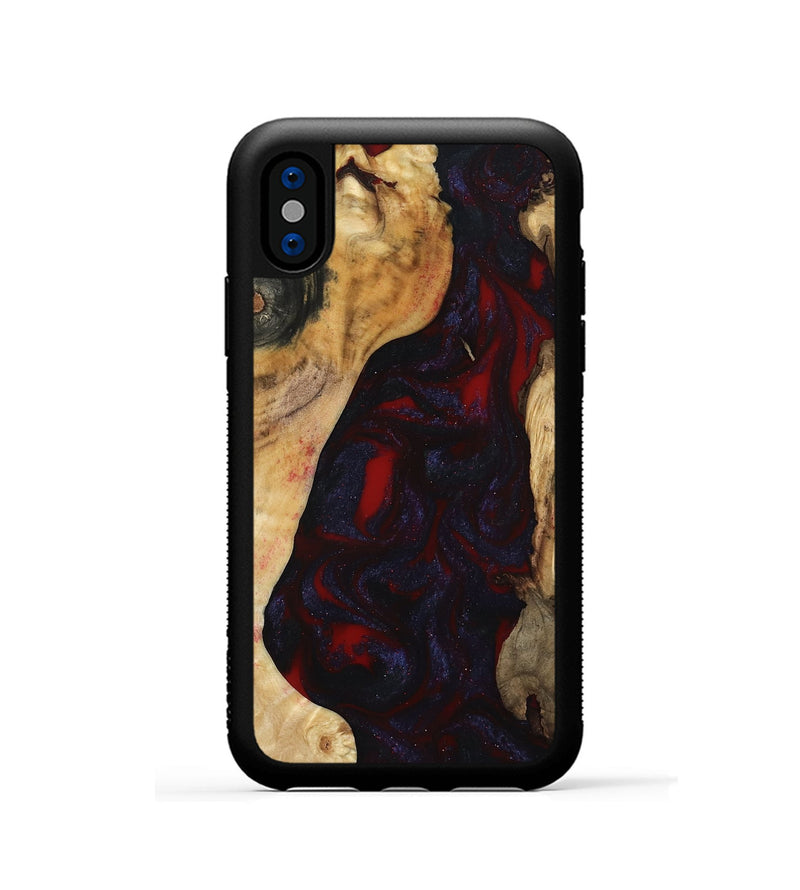 iPhone Xs Wood Phone Case - Evelyn (Red, 800022)
