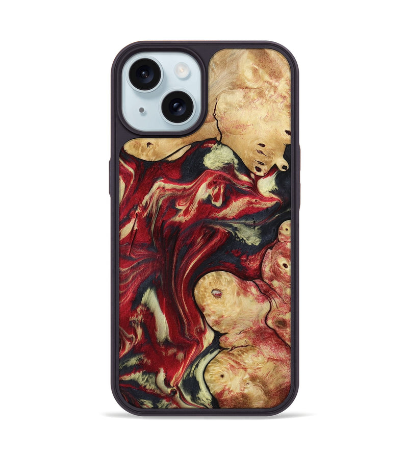 iPhone 15 Wood Phone Case - Cullen (Red, 800024)