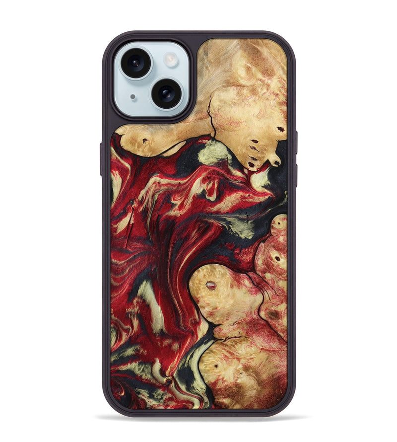 iPhone 15 Plus Wood Phone Case - Cullen (Red, 800024)