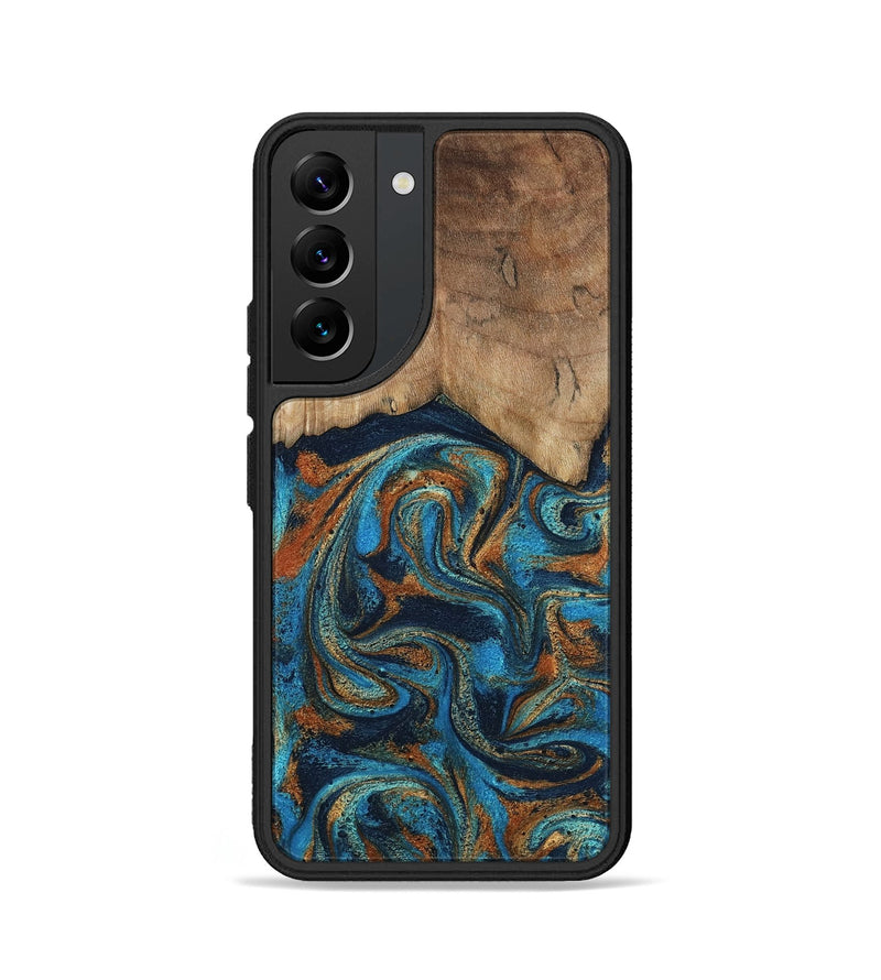 Galaxy S22 Wood Phone Case - Brea (Teal & Gold, 800025)