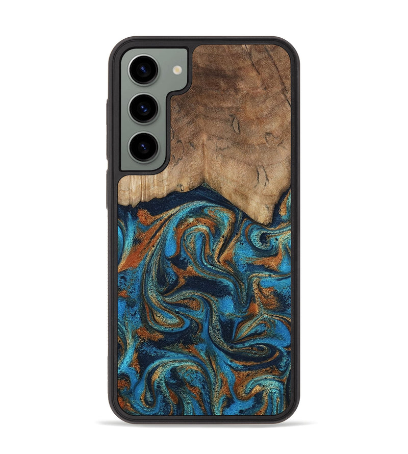 Galaxy S23 Plus Wood Phone Case - Brea (Teal & Gold, 800025)