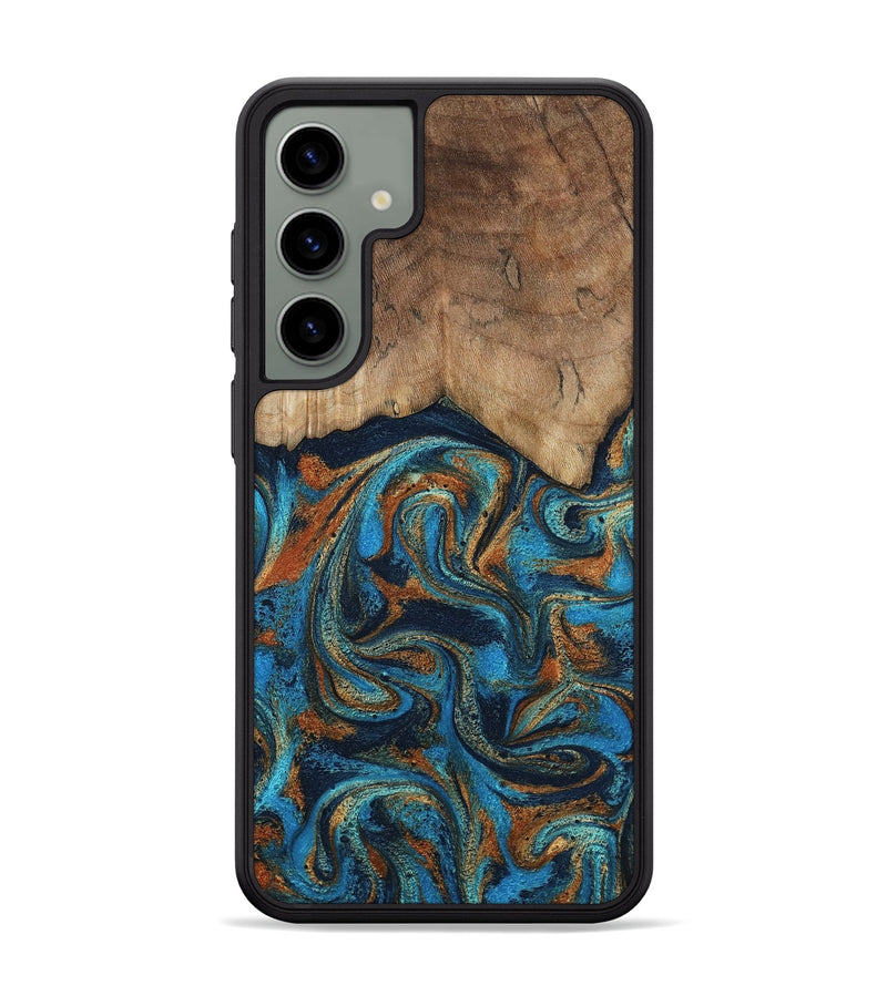 Galaxy S24 Plus Wood Phone Case - Brea (Teal & Gold, 800025)