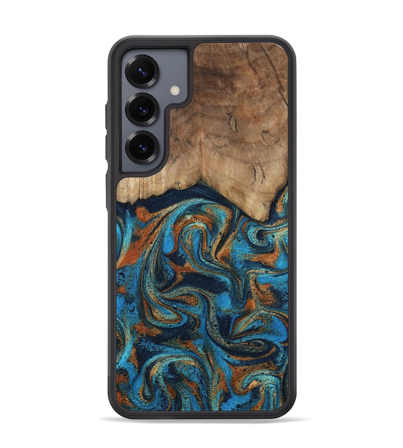 Galaxy S25 Plus Wood Phone Case - Brea (Teal & Gold, 800025)