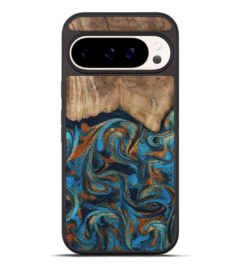 Pixel 9 Pro XL Wood Phone Case - Brea (Teal & Gold, 800025)