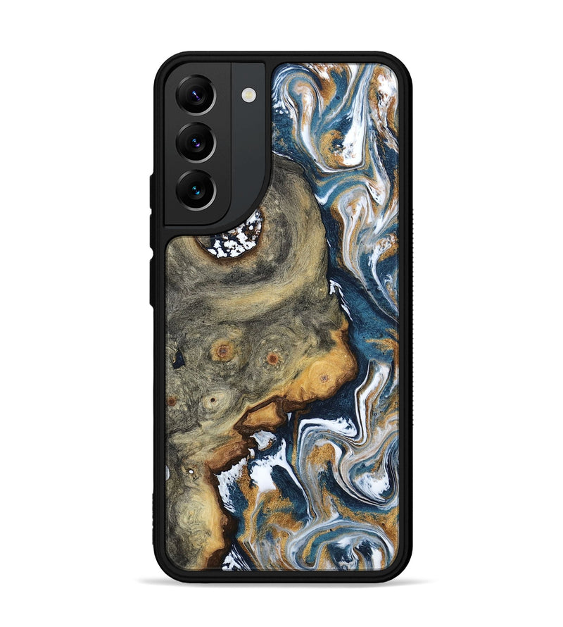 Galaxy S22 Plus Wood Phone Case - Devonta (Teal & Gold, 800026)