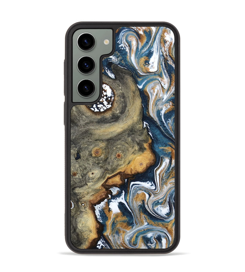 Galaxy S23 Plus Wood Phone Case - Devonta (Teal & Gold, 800026)