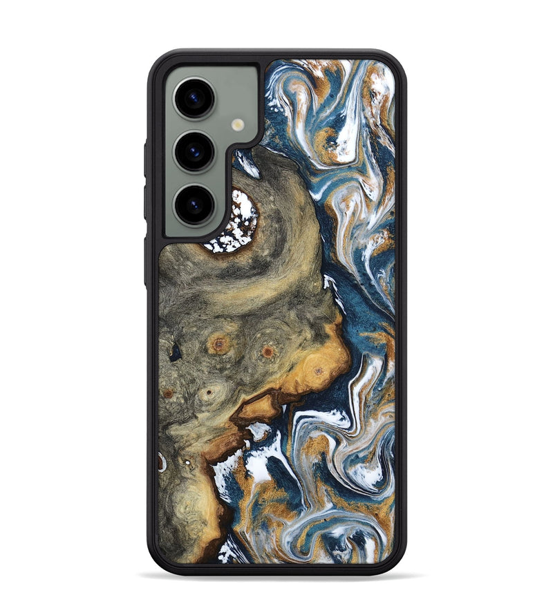 Galaxy S24 Plus Wood Phone Case - Devonta (Teal & Gold, 800026)