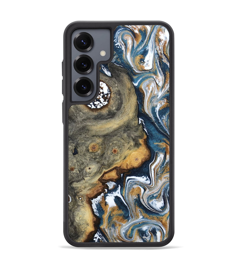Galaxy S25 Plus Wood Phone Case - Devonta (Teal & Gold, 800026)