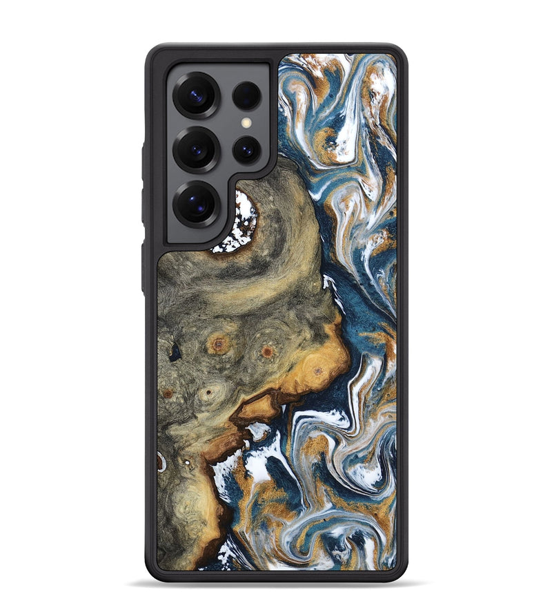 Galaxy S25 Ultra Wood Phone Case - Devonta (Teal & Gold, 800026)