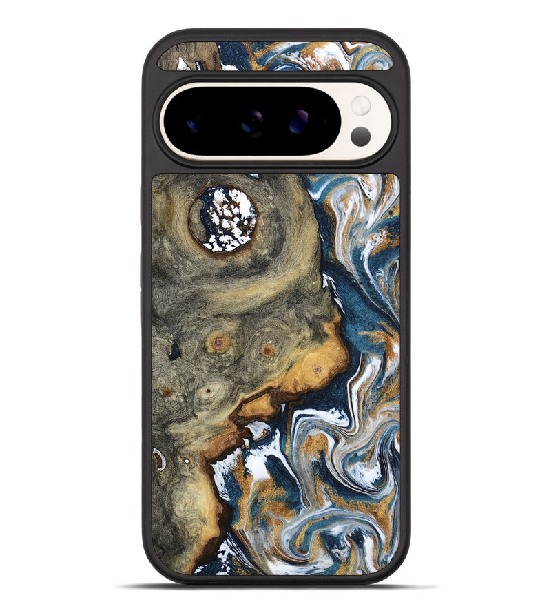 Pixel 10 Pro XL Wood Phone Case - Devonta (Teal & Gold, 800026)