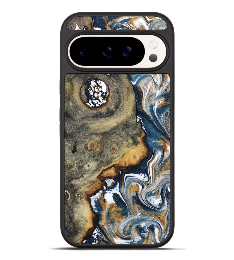 Pixel 9 Pro XL Wood Phone Case - Devonta (Teal & Gold, 800026)