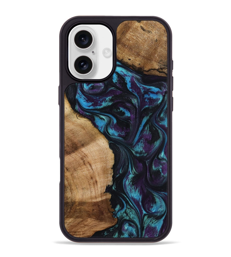 iPhone 16 Plus Wood Phone Case - Nikolas (Purple, 800028)