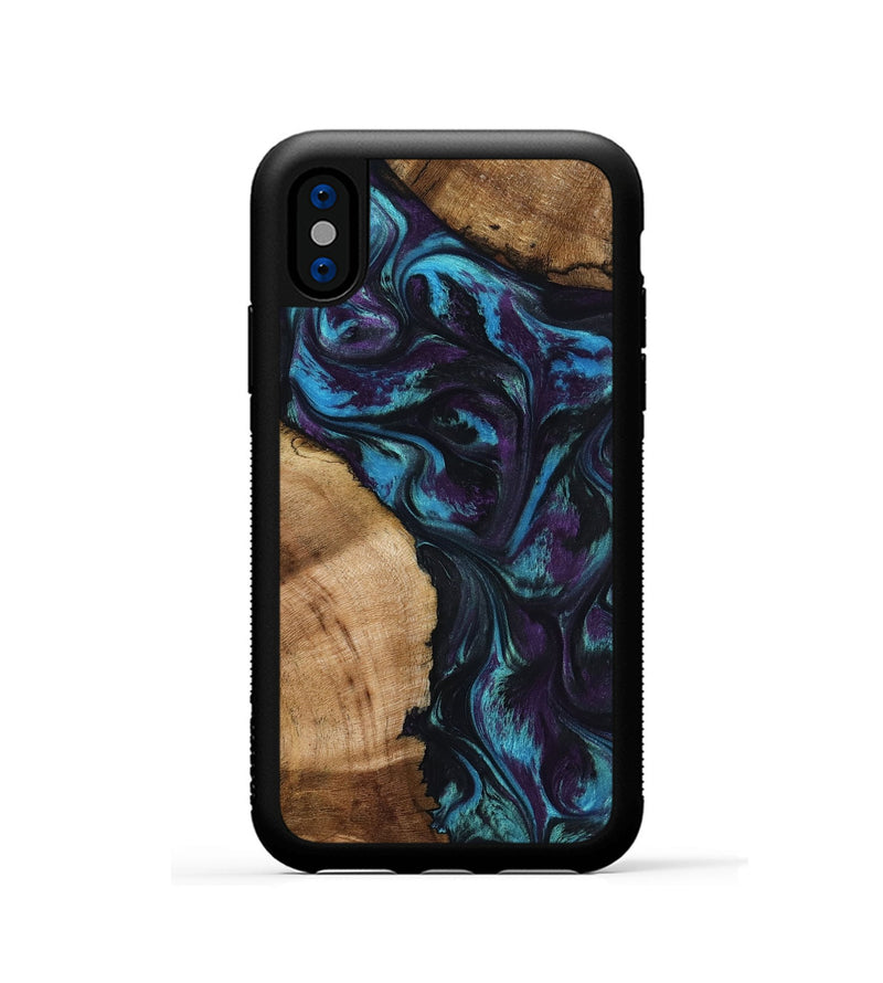 iPhone Xs Wood Phone Case - Nikolas (Purple, 800028)