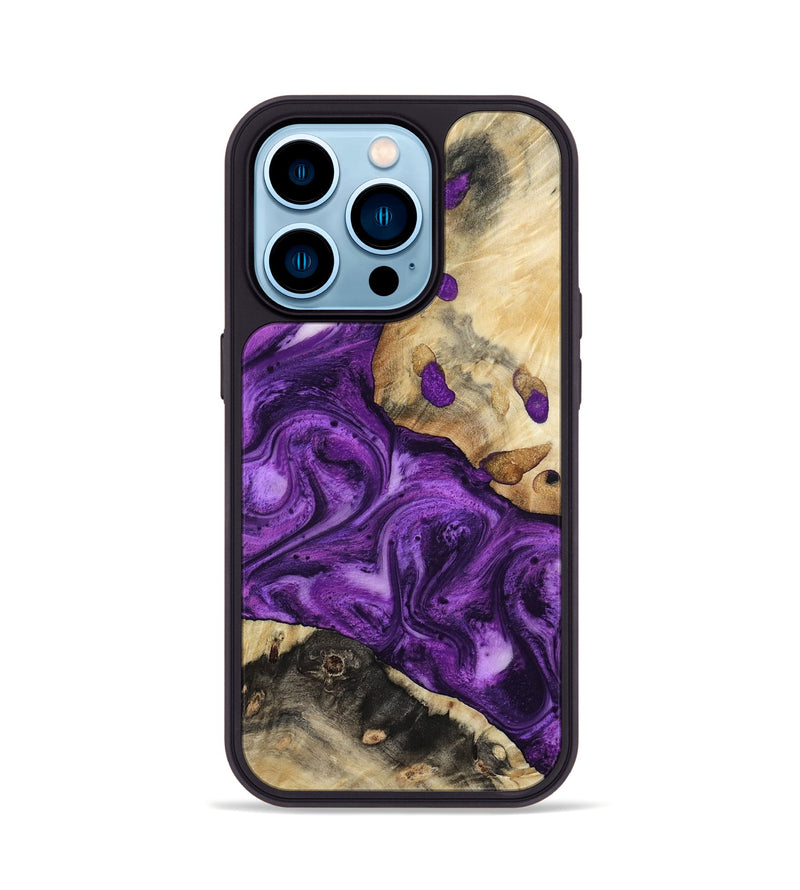 iPhone 14 Pro Wood Phone Case - Etta (Purple, 800029)