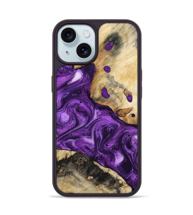 iPhone 15 Wood Phone Case - Etta (Purple, 800029)
