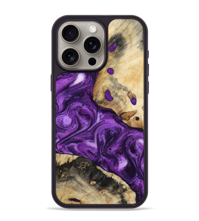 iPhone 15 Pro Max Wood Phone Case - Etta (Purple, 800029)