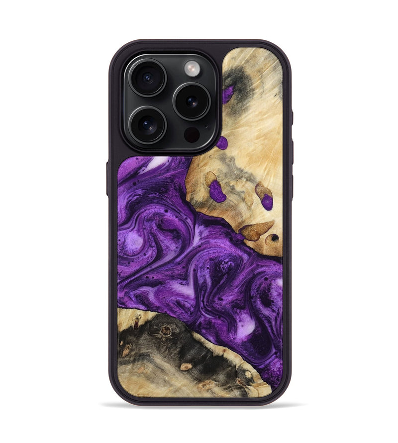 iPhone 15 Pro Wood Phone Case - Etta (Purple, 800029)