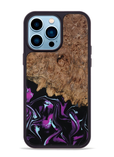 iPhone 14 Pro Max Wood Phone Case - Briana (Purple, 800030)