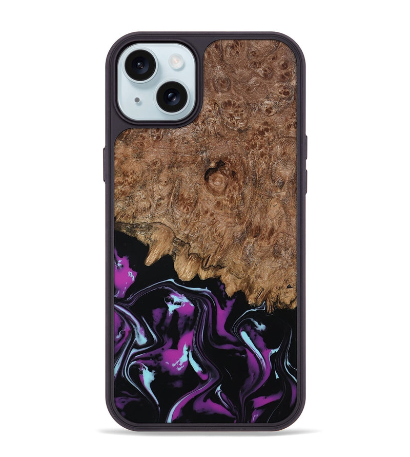 iPhone 15 Plus Wood Phone Case - Briana (Purple, 800030)