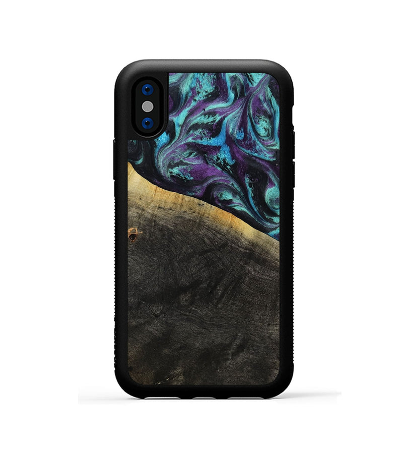 iPhone Xs Wood Phone Case - Elna (Purple, 800032)
