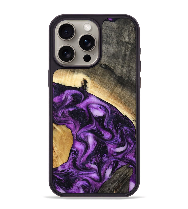 iPhone 15 Pro Max Wood Phone Case - Ermias (Purple, 800039)