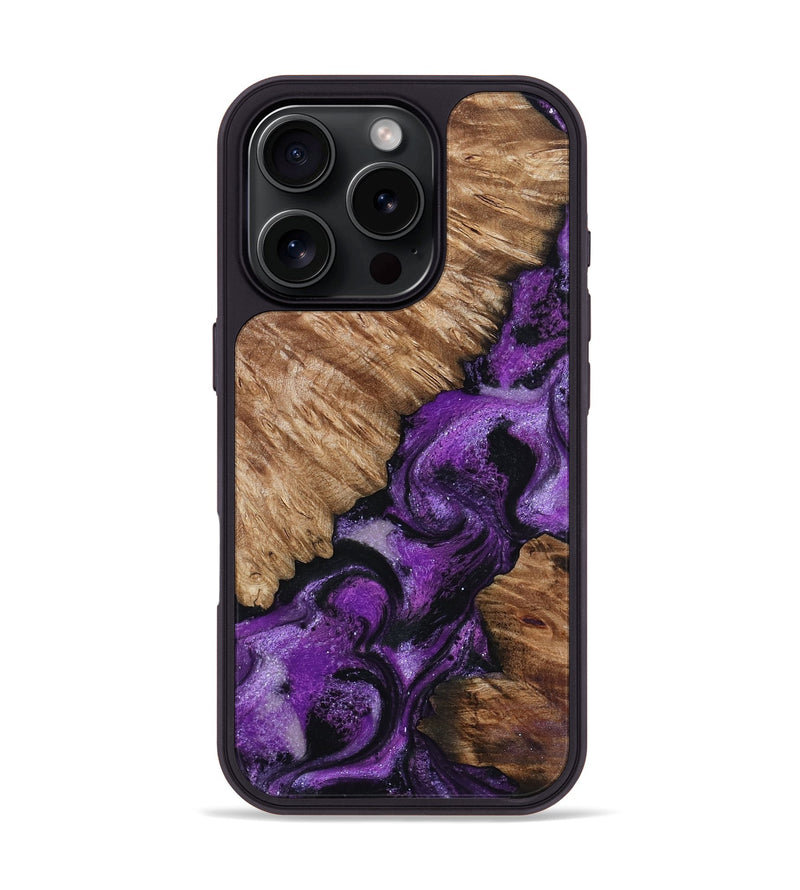 iPhone 16 Pro Wood Phone Case - Kaleena (Purple, 800041)