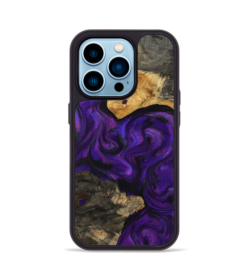iPhone 14 Pro Wood Phone Case - Cicely (Purple, 800042)